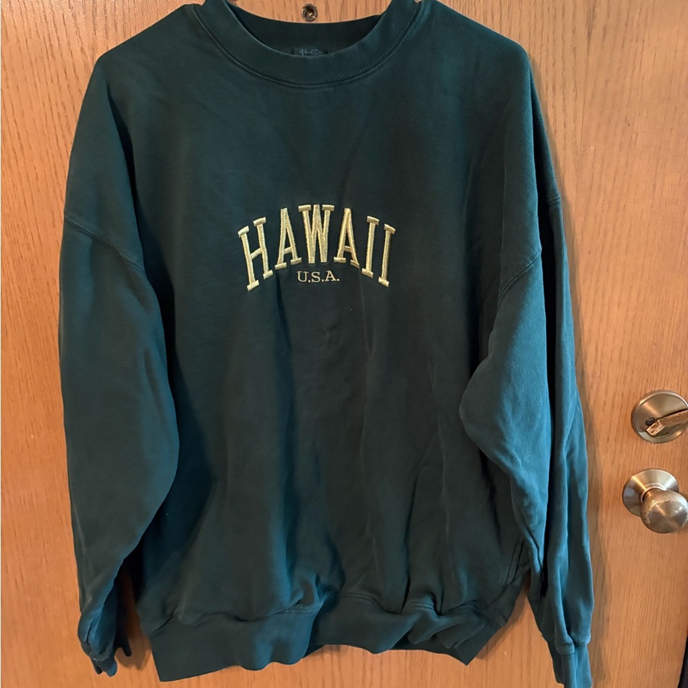 Brandy Melville Dark Green 'HAWAII U.S.A.' Crewneck Sweatshirt